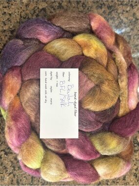 Two If By Hand BFL/Silk Hand-Dyed Fiber in Burgundy, Purple, Gold & Brown